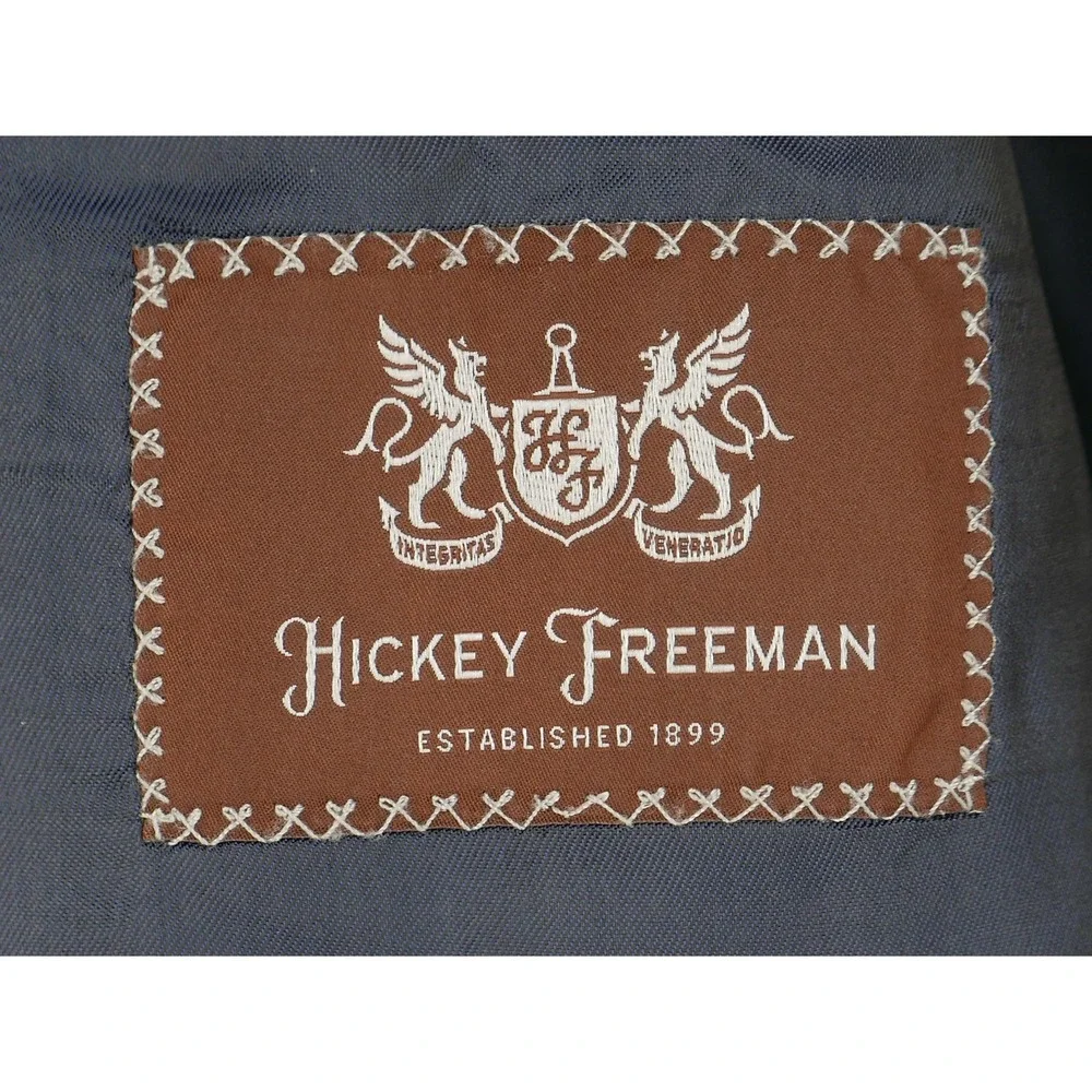 Hickey Freeman Blazer Sport Coat Blue 100% Worsted Wool Men's 48 Regular